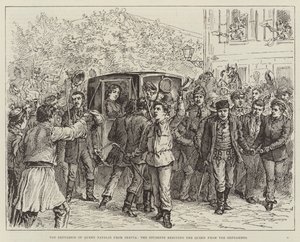 The Expulsion of Queen Natalie from Servia, the Students rescuing the Queen from the Gendarmes by Johann Nepomuk Schonberg